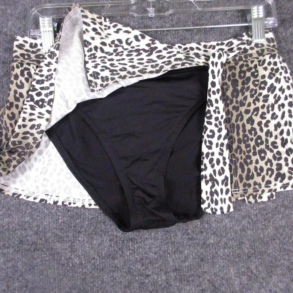 Tommy Bahama Swim Skirt Womens Small Brown Leopard Print Wrap Built In Brief